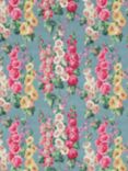 Sanderson Hollyhocks Furnishing Fabric, Petrol Blue/Multi