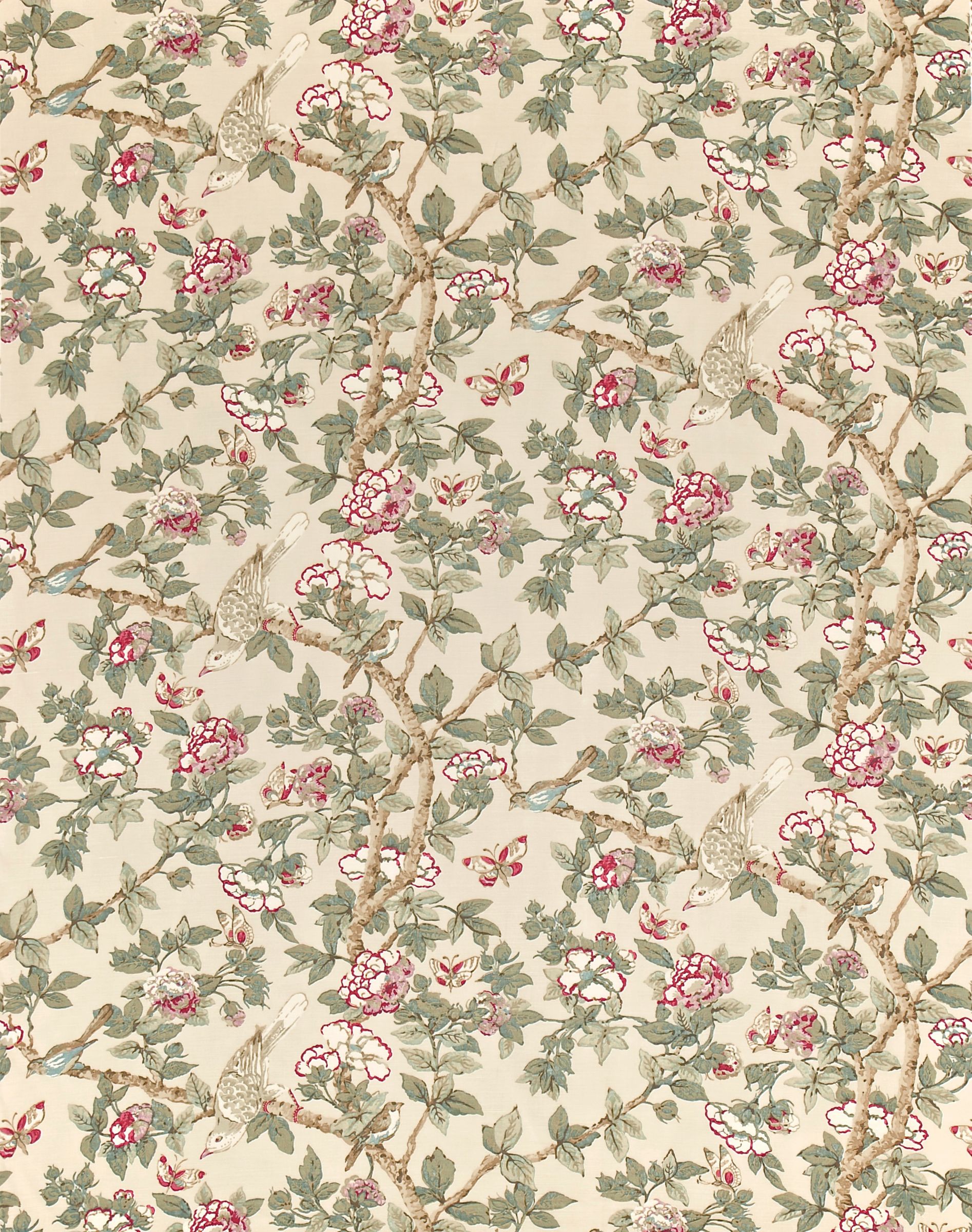 Sanderson Caverley Rose Furnishing Fabric, Rose/Pewter