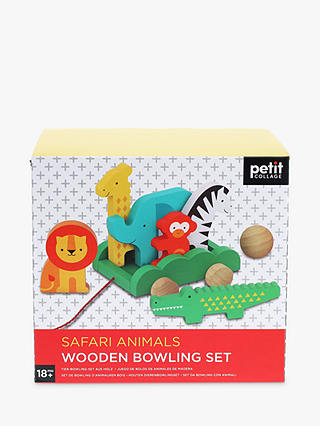 Petit Collage Safari Animals Wood Bowling Set