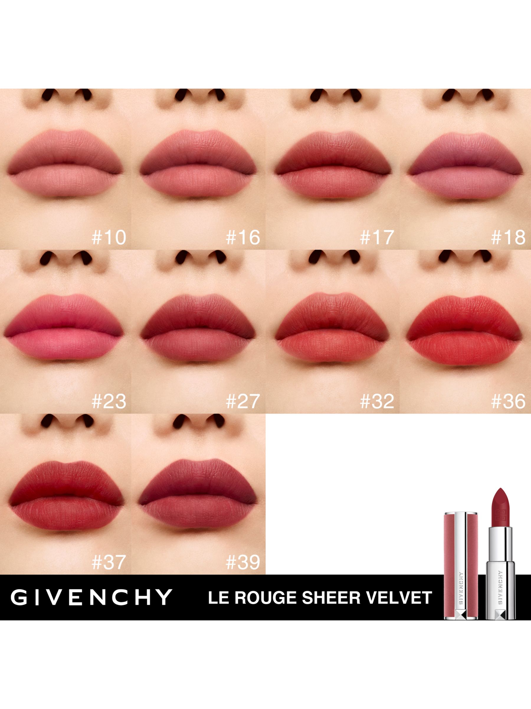 Givenchy Le Rouge Sheer Velvet Refillable Matte Lipstick, 17 Rouge Erable  at John Lewis & Partners