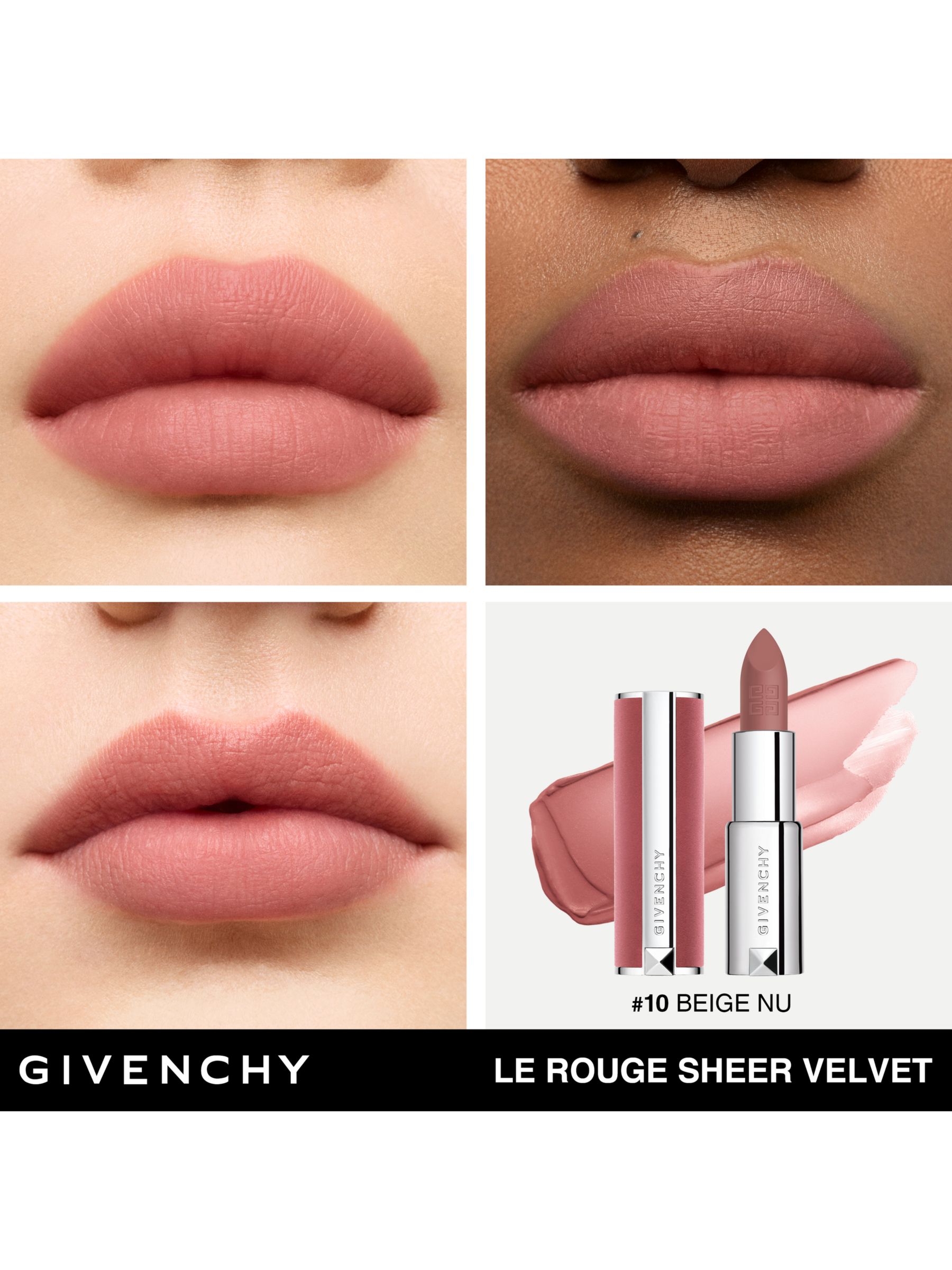 Givenchy Le Rouge Sheer Velvet Refillable Matte Lipstick, 10 Beige Nu ...