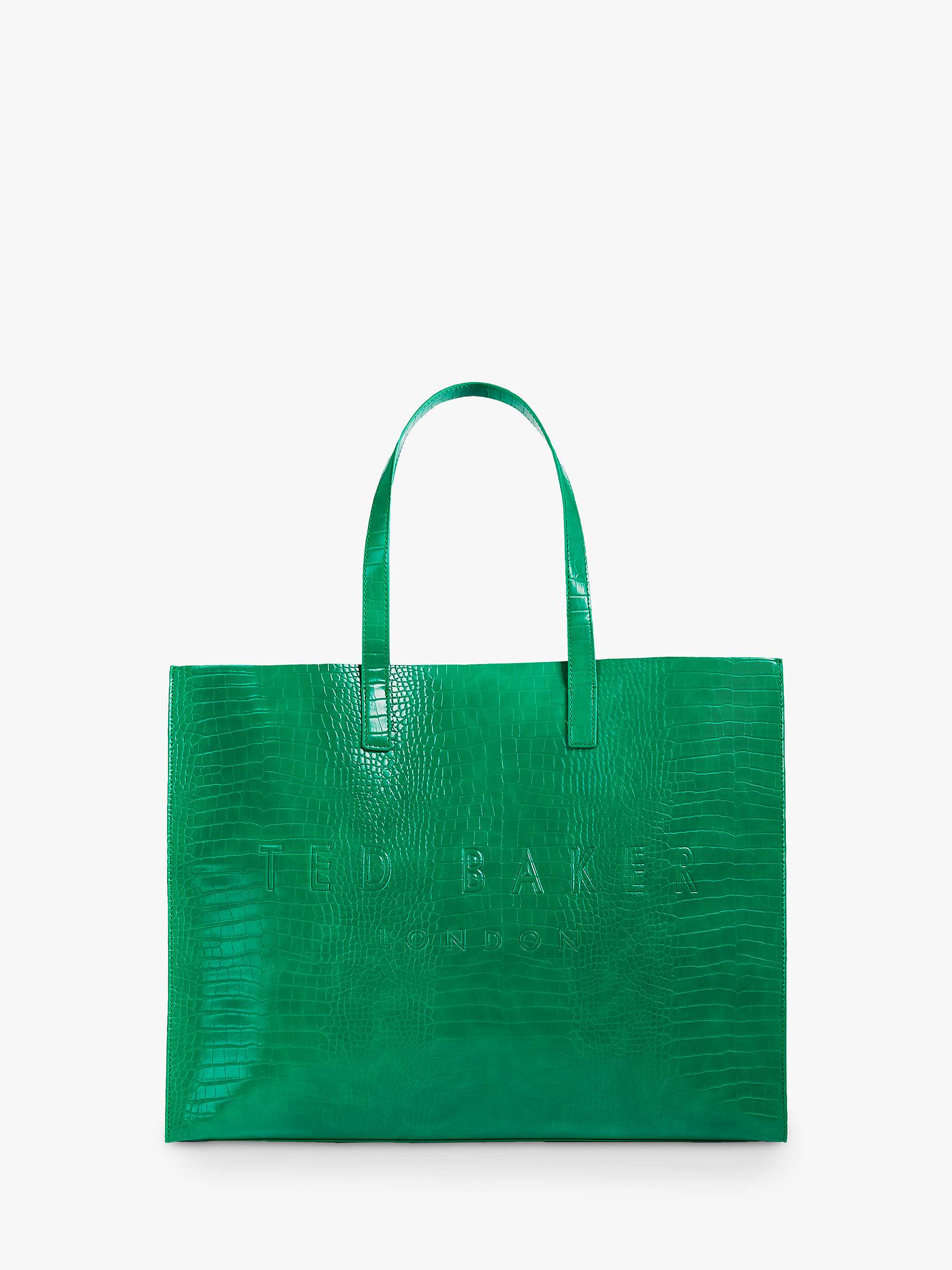 Ted Baker Allicon Croc Large Icon Shopper Bag, Emerald at John Lewis ...
