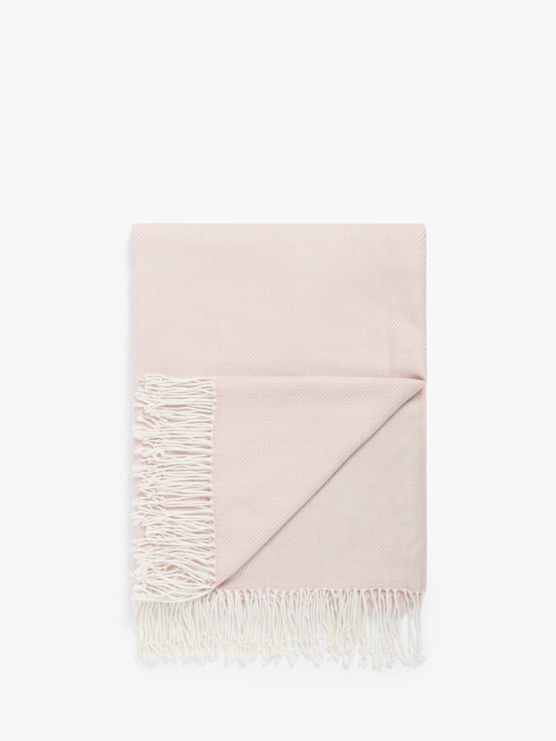 John Lewis ANYDAY Herringbone Throw, Plaster Pink