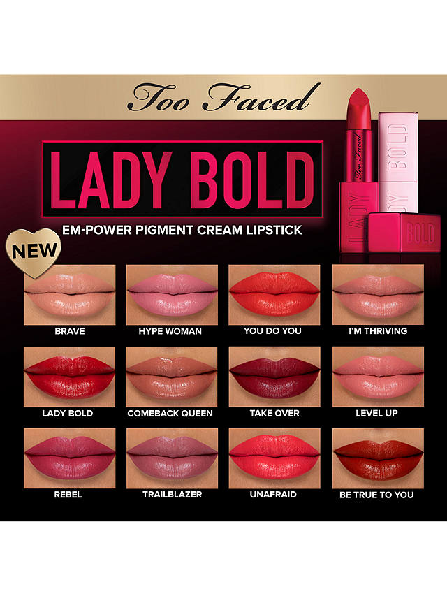 Too Faced Lady Bold Em-Power Pigment Cream Lipstick, Hype Woman 4