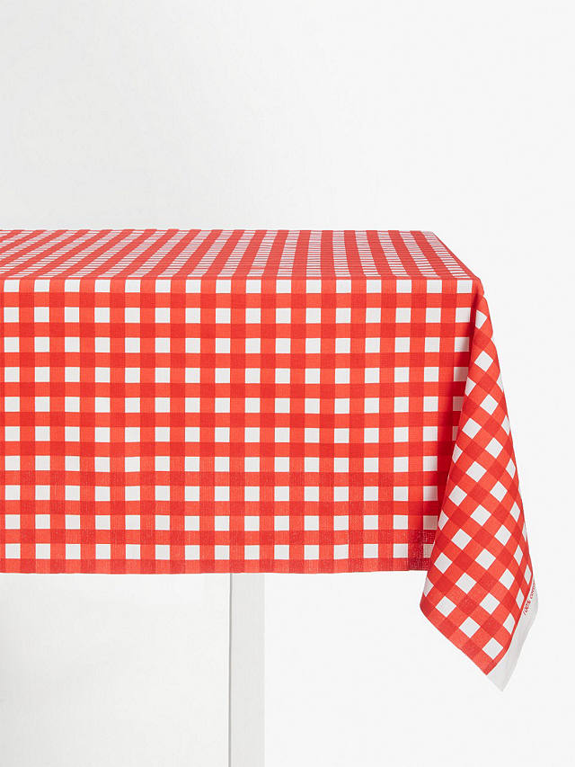 John Lewis ANYDAY Gingham PVC Tablecloth Fabric, Red