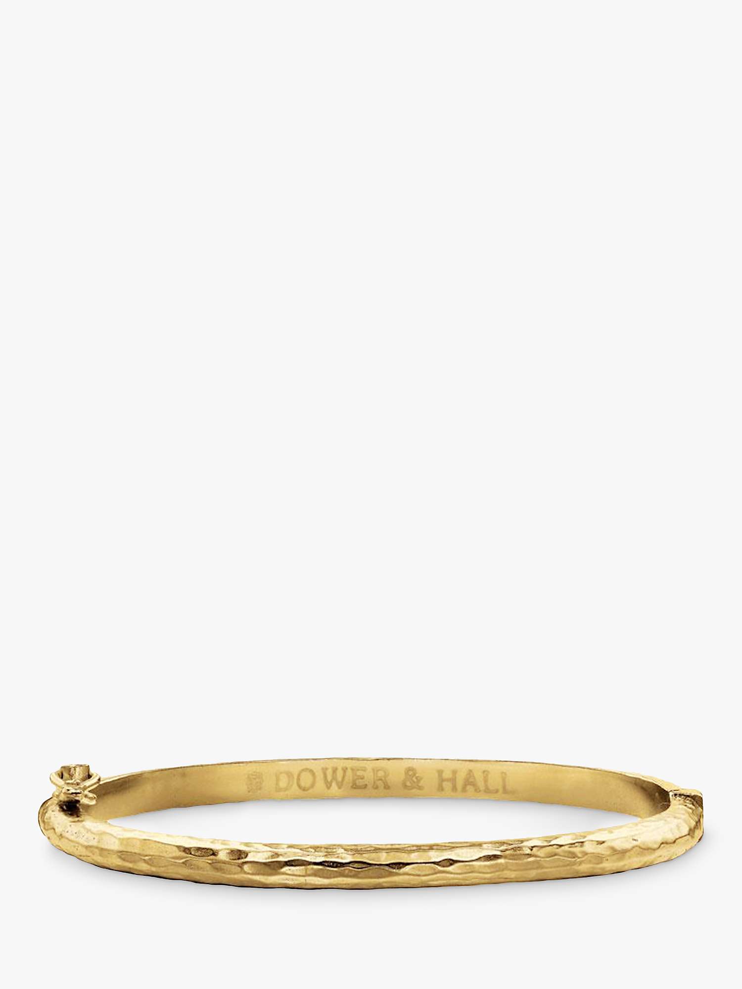 Buy Dower & Hall 18ct Gold Plated Medium Hinged Hammered Bangle, Gold Online at johnlewis.com
