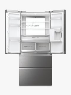 Haier Series 7 HFW7819EWMP Freestanding 65/35 French Fridge Freezer, Platinum Inox