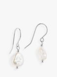 Claudia Bradby Keshi Freshwater Coin Pearl Drop Earrings, White/Silver