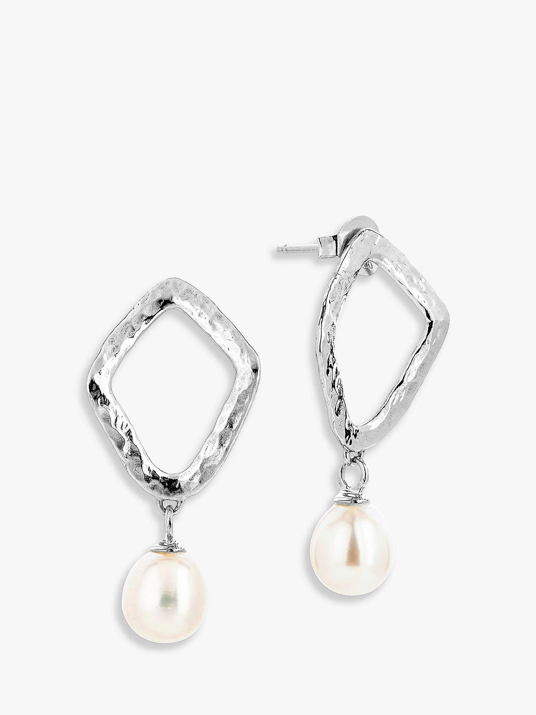 Buy Claudia Bradby Hammered Rhombus Freshwater Pearl Drop Earrings Online at johnlewis.com