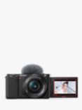 Sony Alpha ZV-E10 Compact System Vlogging Camera with 16-50mm Power Zoom Lens, 4K Ultra HD, 24.2MP, Wi-Fi, Bluetooth, 3” Vari-Angle Touch Screen, Black