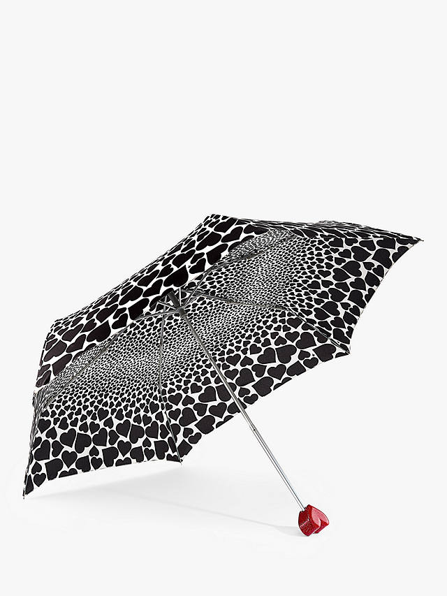 Fulton L927 Curio-2 UV Falling Hearts Curio Umbrella, Black/White