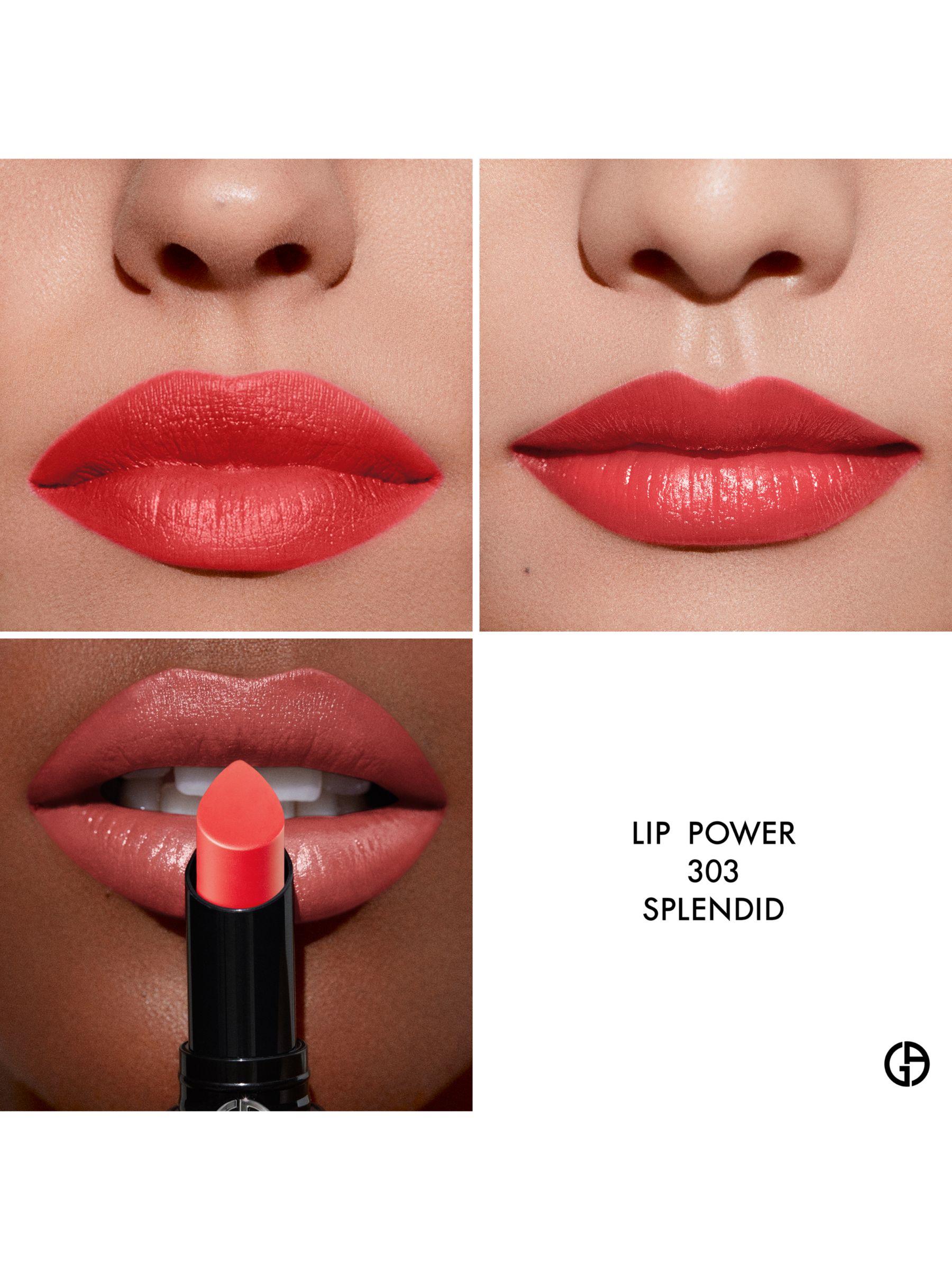 Giorgio Armani Lip Power Vivid Colour Long Wear Lipstick, 303 Splendid at  John Lewis & Partners