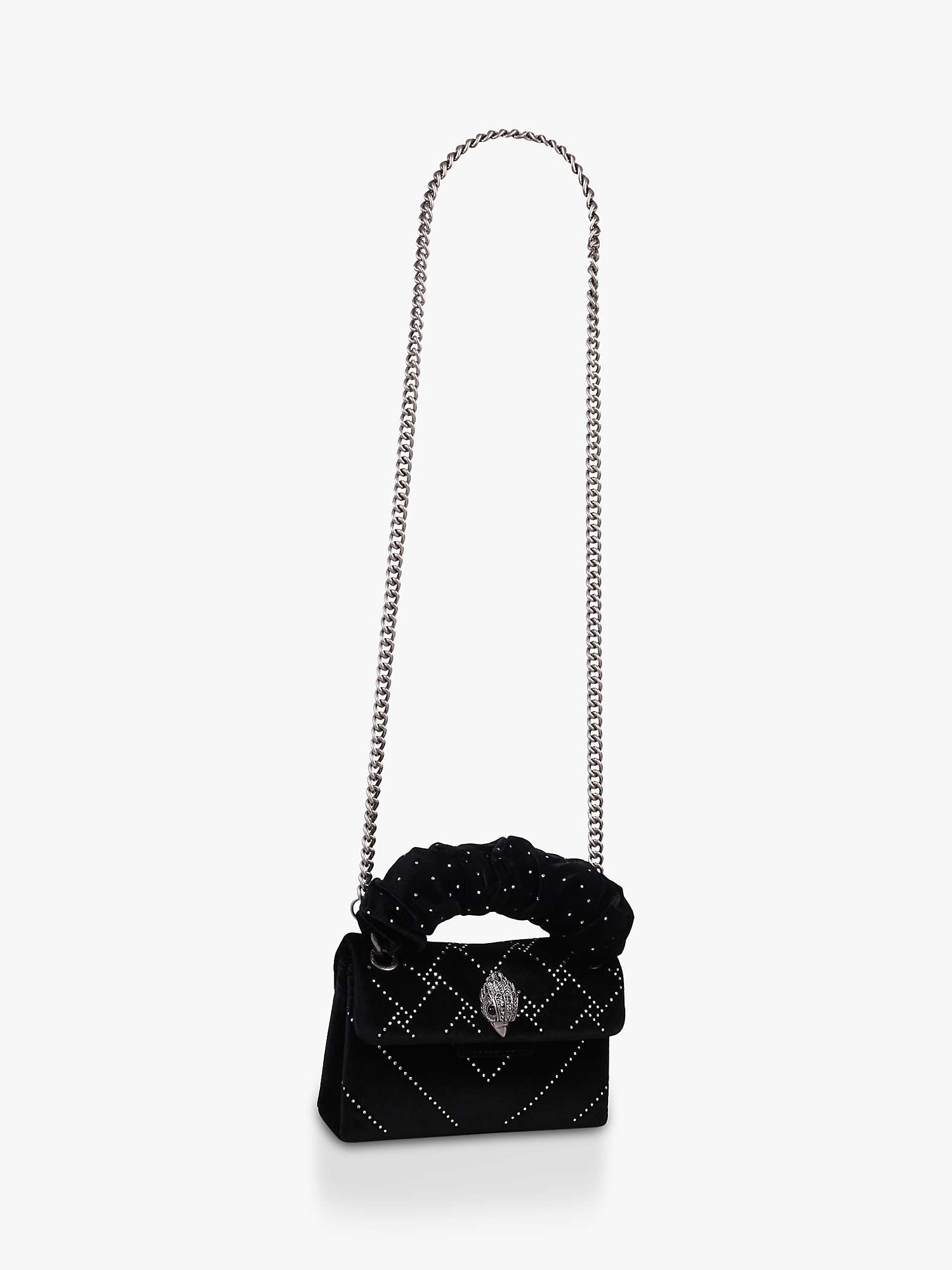 Buy Kurt Geiger London Kensington Ruched Handle Velvet Mini Bag, Black Online at johnlewis.com
