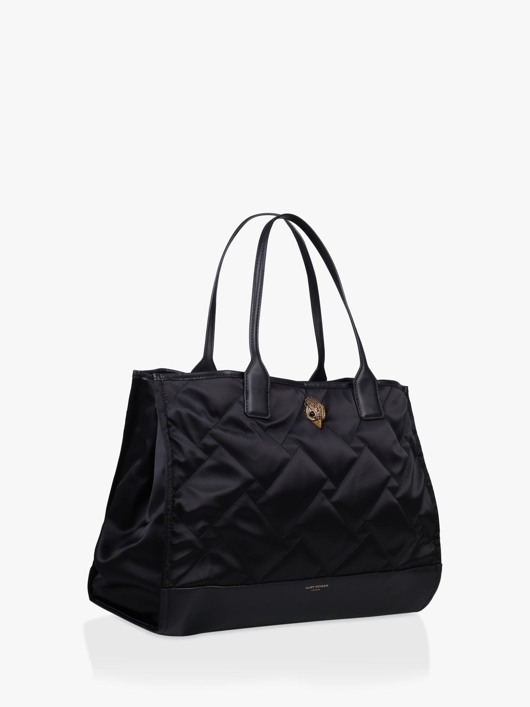 Kurt Geiger London Satin Quilt Shopper Bag, Black at John Lewis & Partners