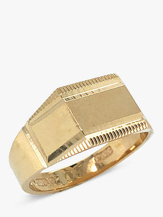 Vintage Fine Jewellery 9ct Yellow Gold Second Hand Cur Edge Signet Ring, Dated London 1966