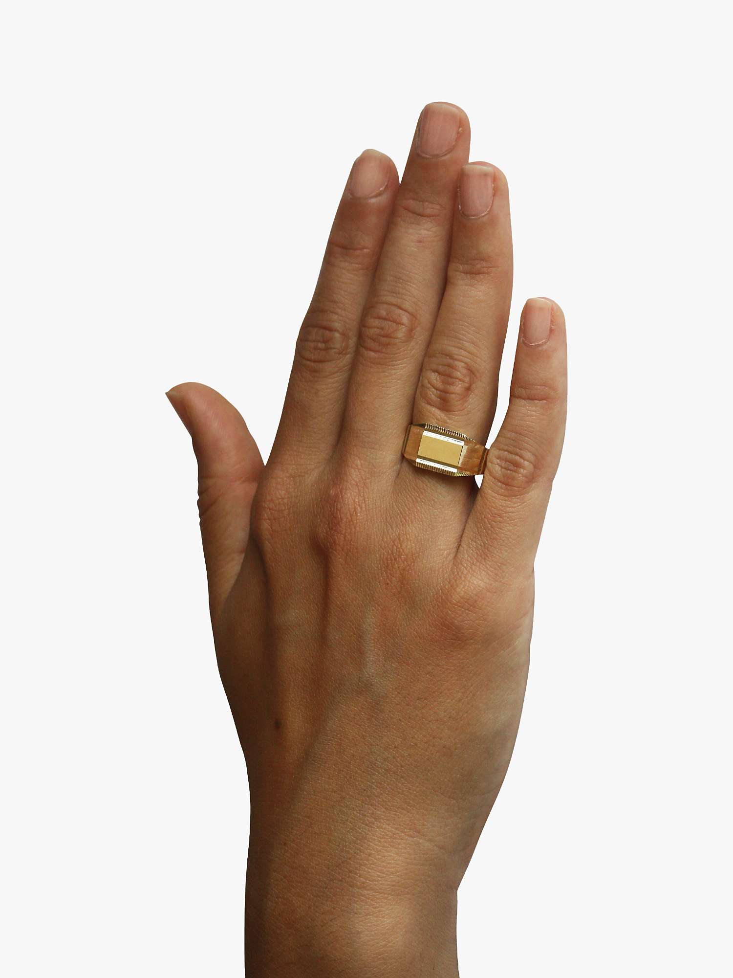 Buy VF Jewellery 9ct Yellow Gold Second Hand Cur Edge Signet Ring Online at johnlewis.com