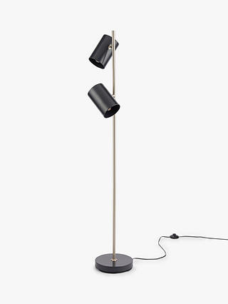 ANYDAY John Lewis & Partners Metal Double Arm Floor Lamp, Black/Brushed Chrome