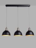 John Lewis Baldwin 3 Pendant Diner Ceiling Light, Black