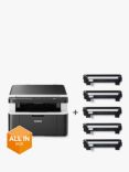 Brother DCP-1612W Wireless All-In-One Mono Laser Printer with 5 Toners, Black