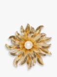 Eclectica Vintage Faux Pearl Gold Plated Flower Burst Brooch, Dated Circa 1980s, Gold