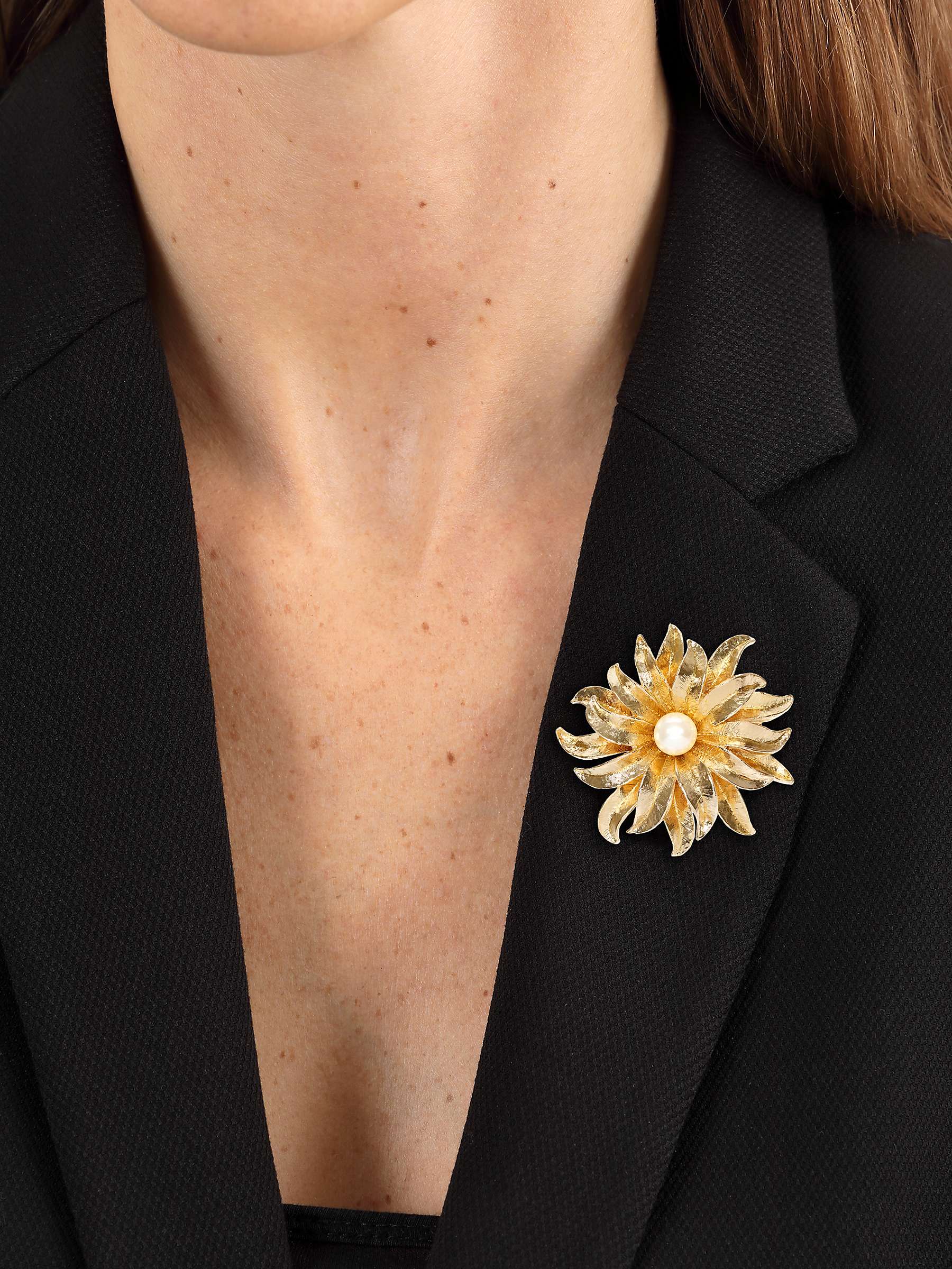 Buy Eclectica Vintage Faux Pearl Gold Plated Flower Burst Brooch, Dated Circa 1980s, Gold Online at johnlewis.com