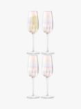 LSA International Pearl Glass Champagne Flutes, Set of 4, 250ml, Clear
