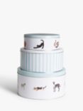 John Lewis Pet Cat & Dog Print Cake Tins, Set of 3, White/Blue