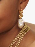 Monica Vinader Baroque Pearl Drop Earrings, Gold/White