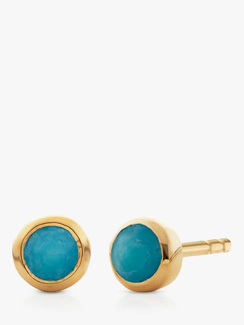 Buy Monica Vinader Mini Gem Stud Earrings, Gold/Turquoise Online at johnlewis.com