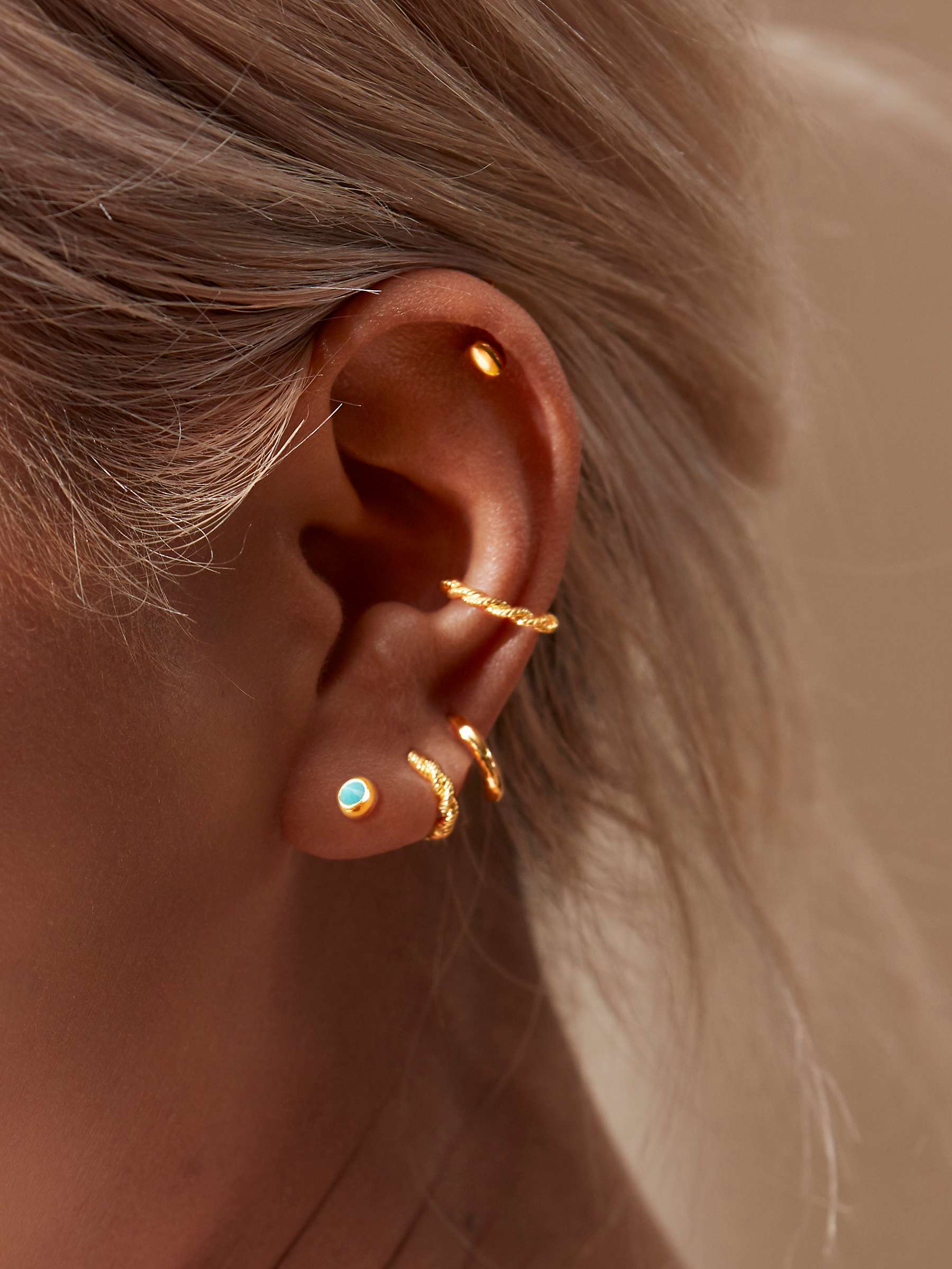Buy Monica Vinader Mini Gem Stud Earrings, Gold/Turquoise Online at johnlewis.com