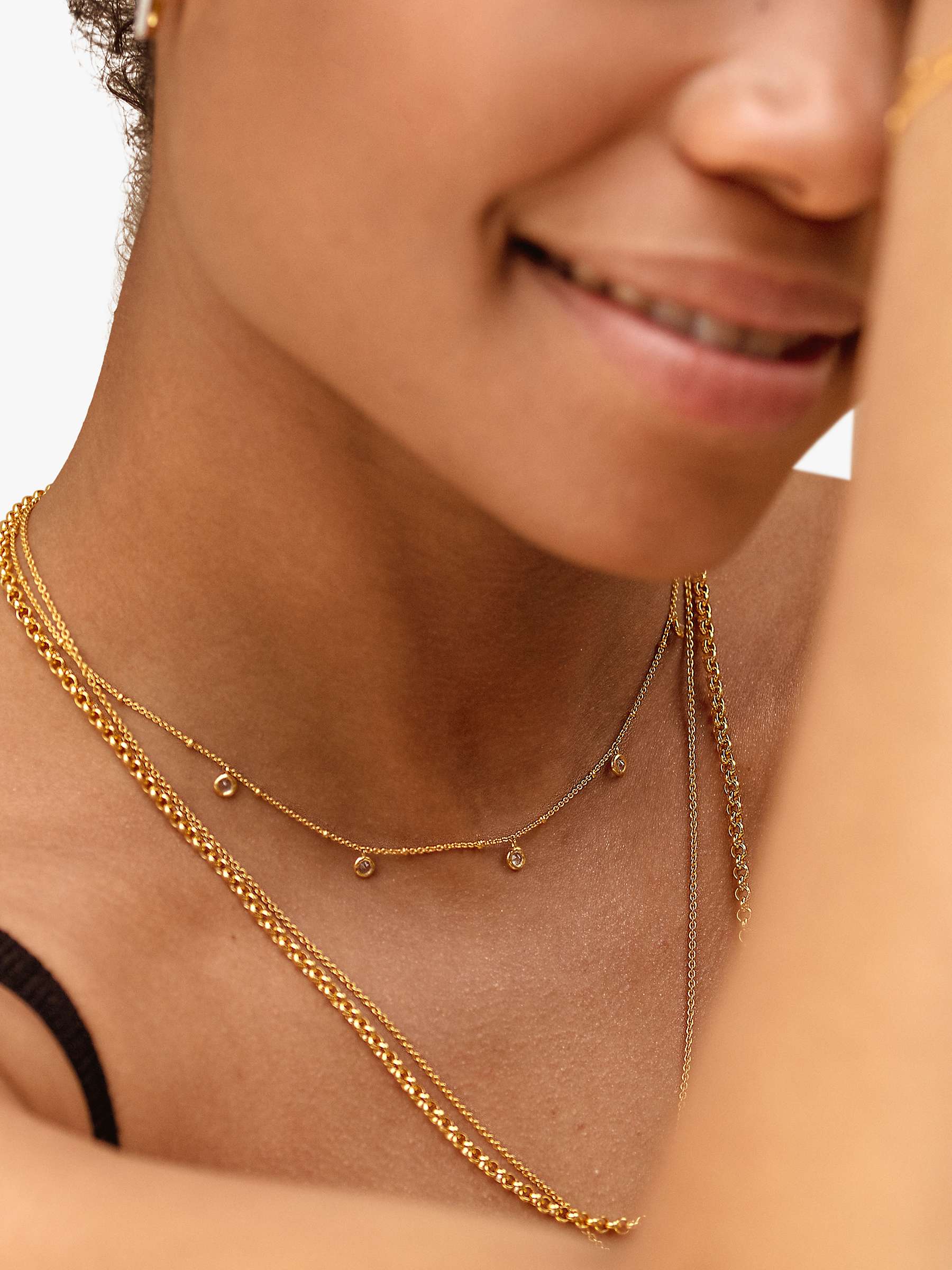 Buy Monica Vinader Mini White Topaz Collar Chain Necklace, Gold Online at johnlewis.com