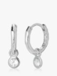 Monica Vinader Mini Gem Huggie Drop Earrings, Silver/White Topaz