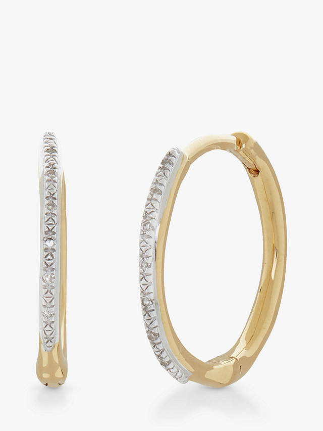 Monica Vinader Riva Wave Medium Hoop Diamond Earrings, Gold