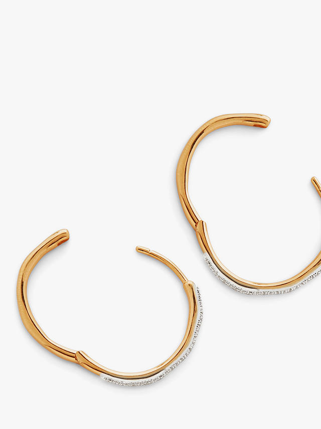 Monica Vinader Riva Wave Medium Hoop Diamond Earrings, Gold