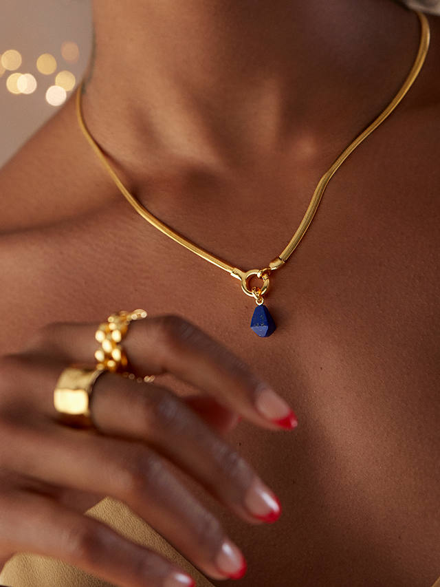 Monica Vinader Lapis Lazuli Charm, Gold/Blue