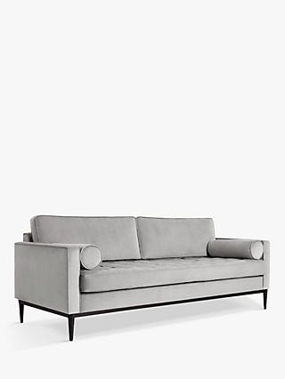 Model 02 Range, Swyft Model 02 Large 3 Seater Sofa, Light Grey Velvet
