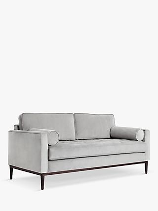 Model 02 Range, Swyft Model 02 Medium 2 Seater Sofa, Light Grey Velvet