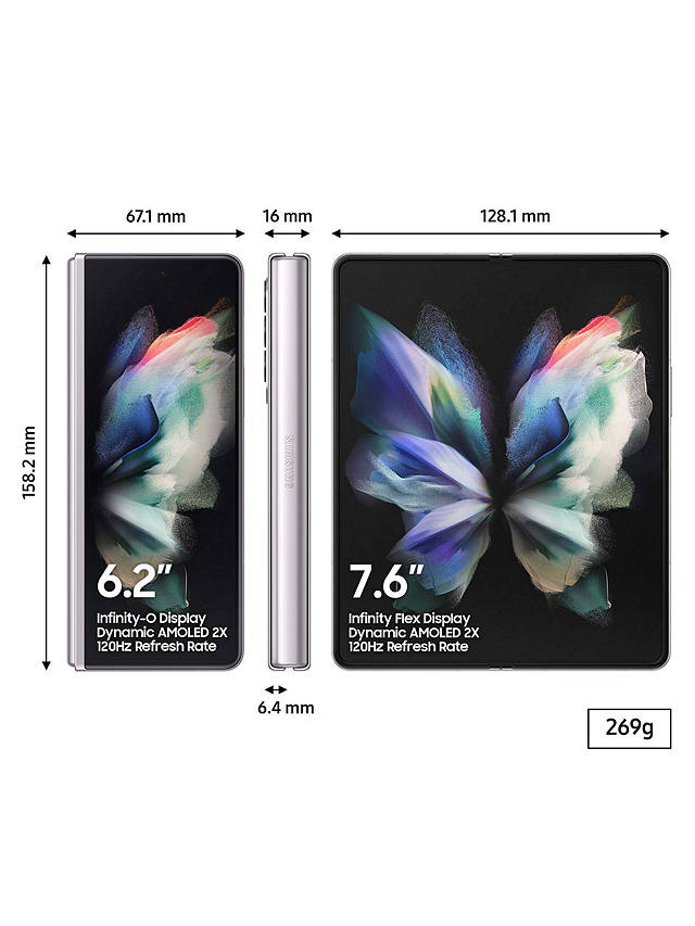 Samsung Galaxy Z Fold 3, 5G Foldable Smartphone, 12GB RAM, 7.6", 5G, SIM Free, 256GB, Silver