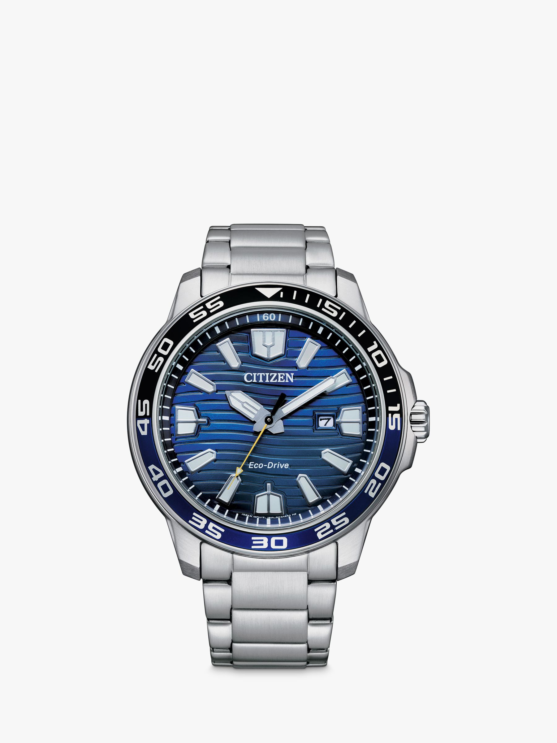 Buy Citizen AW1525-81L Men's Sport Date Bracelet Strap Watch, Silver/Blue Online at johnlewis.com