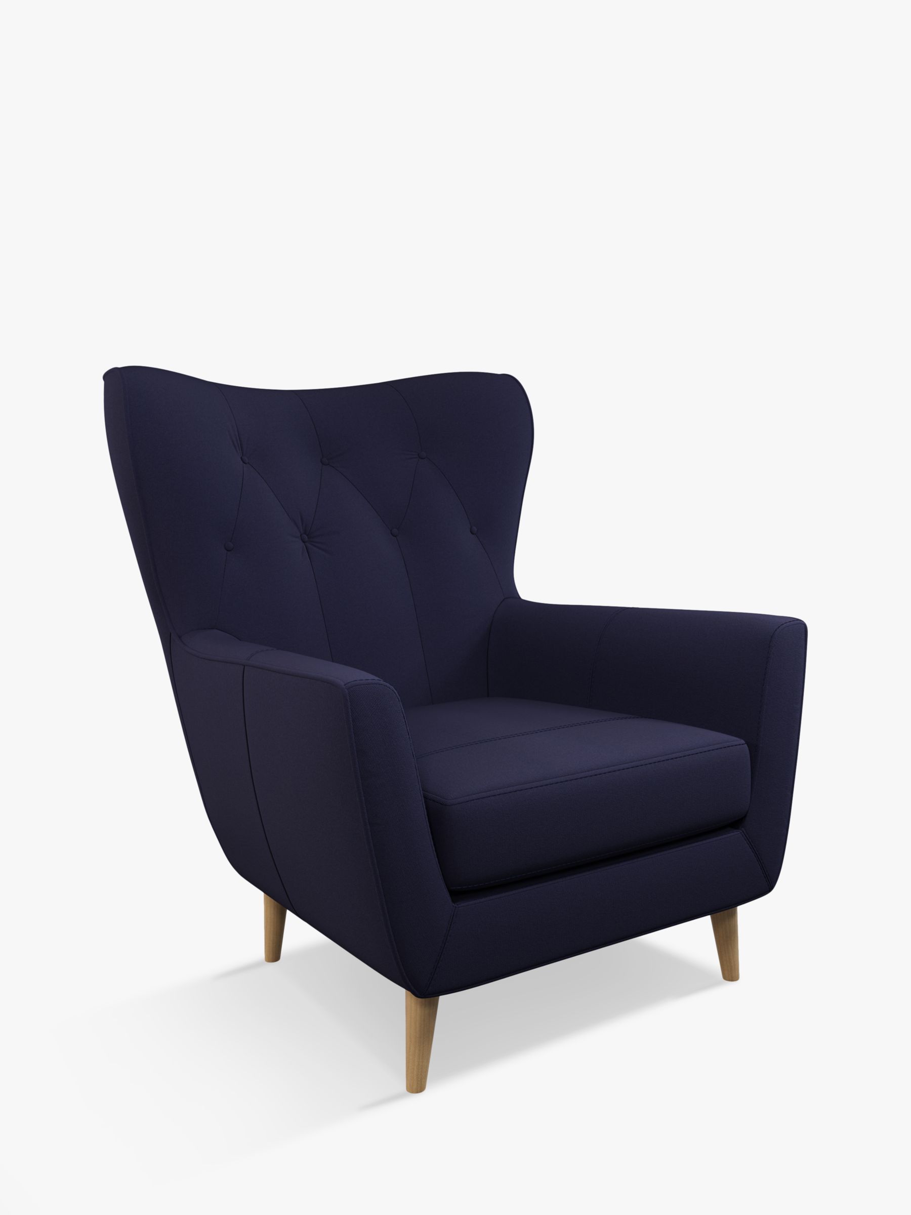 Photo of John lewis thomas buttoned armchair light leg easy clean brushed navy
