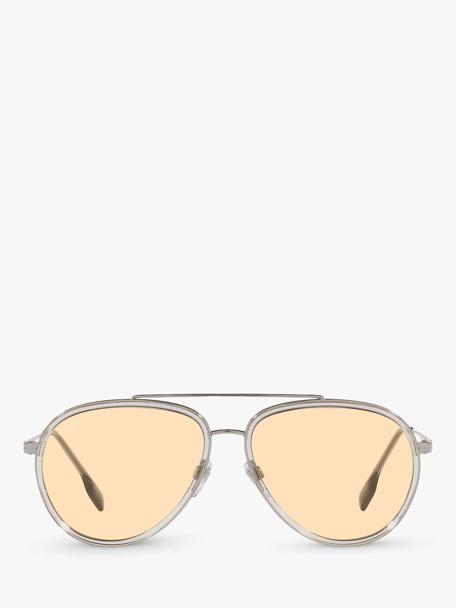 Buy Burberry BE3125 Men's Oliver Aviator Sunglasses, Gunmetal/Yellow Online at johnlewis.com