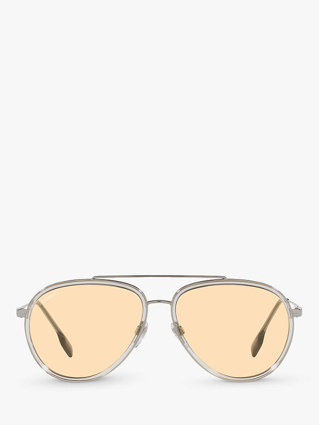 Burberry BE3125 Men's Oliver Aviator Sunglasses, Gunmetal/Yellow