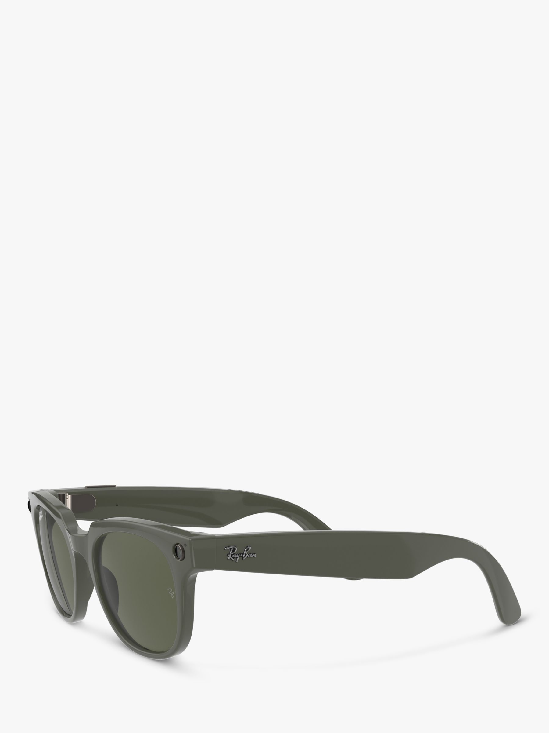 Ray-Ban Stories Meteor Square Smart Sunglasses, Shiny Olive/Green 15 at  John Lewis & Partners