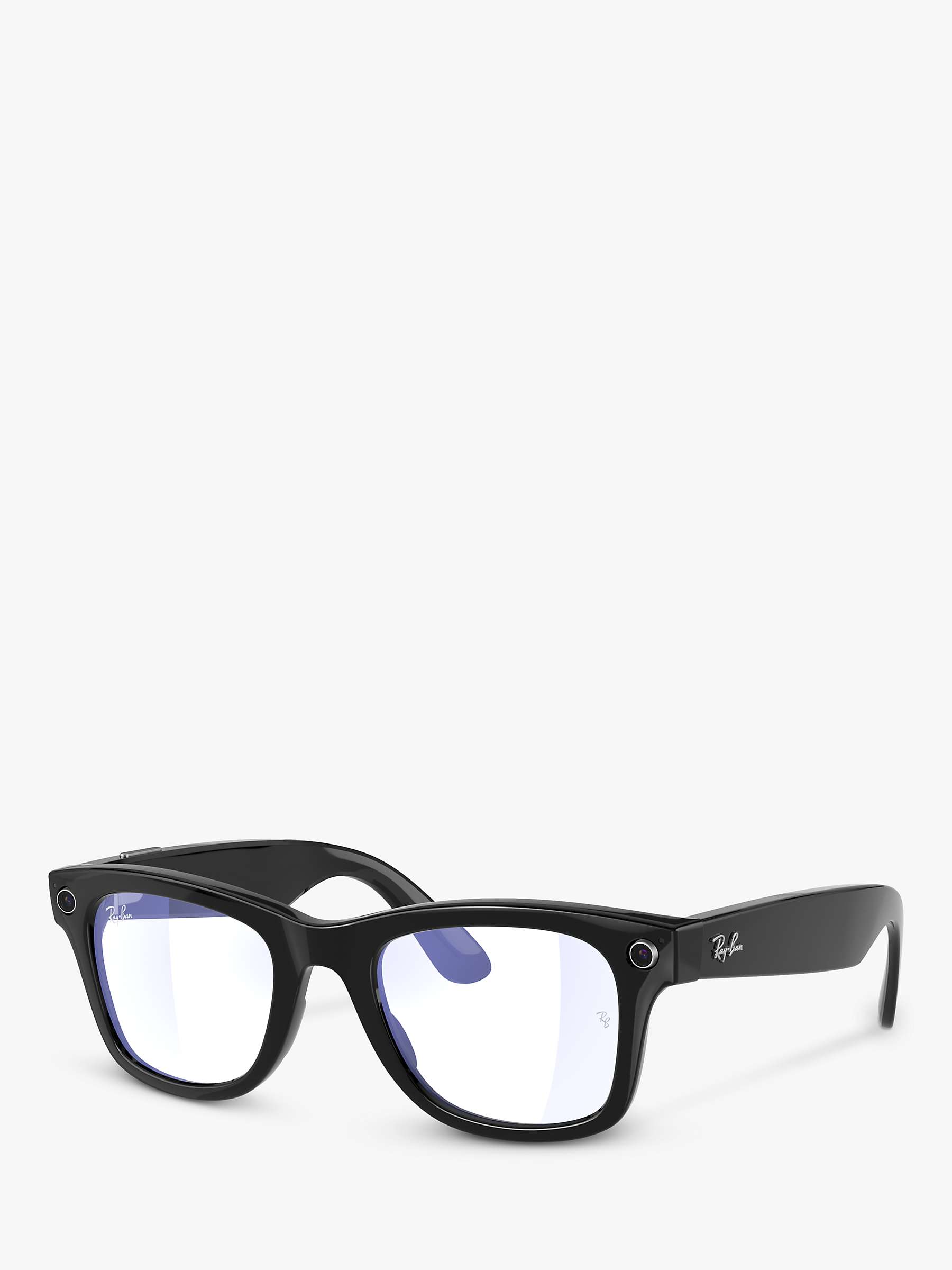 Ray-Ban Stories Wayfarer Smart Sunglasses, Shiny Black/Clear at John Lewis  & Partners