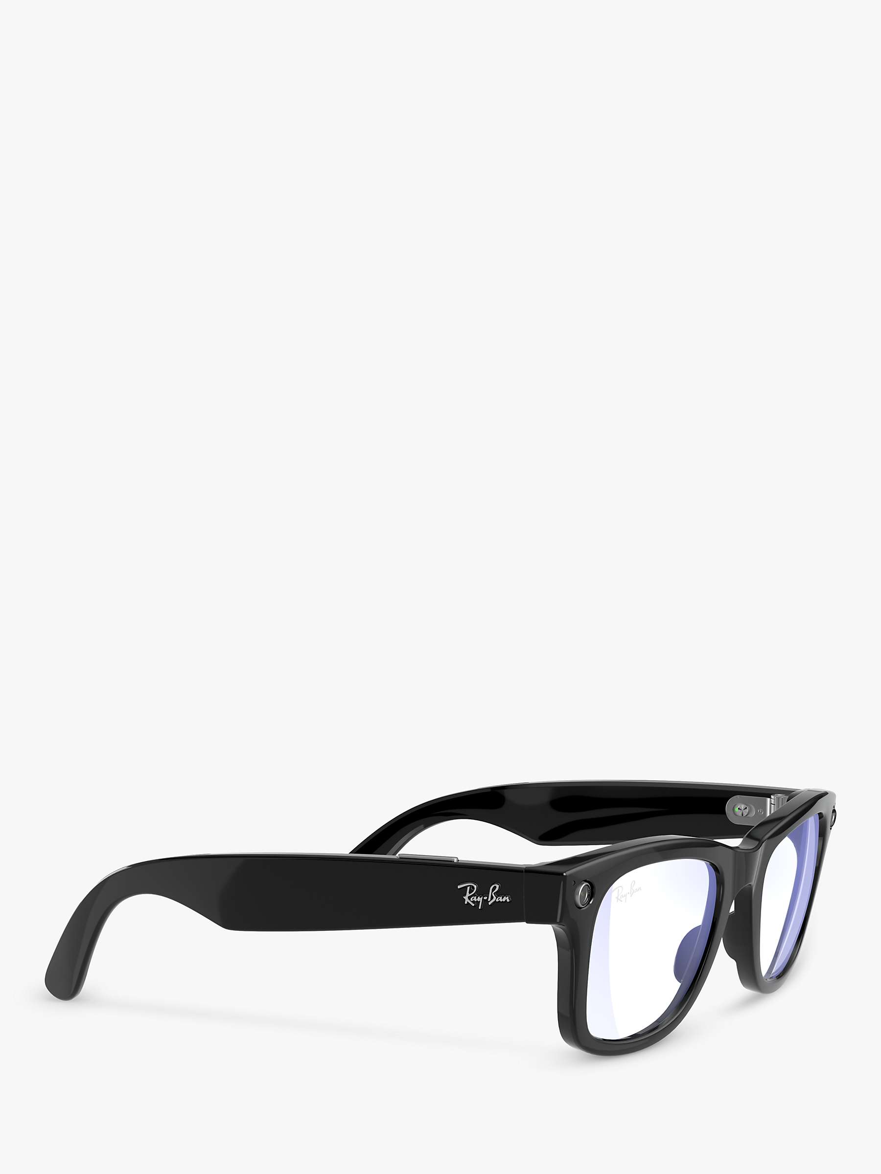 Buy Ray-Ban Stories Wayfarer Smart Sunglasses, Shiny Black/Clear Online at johnlewis.com