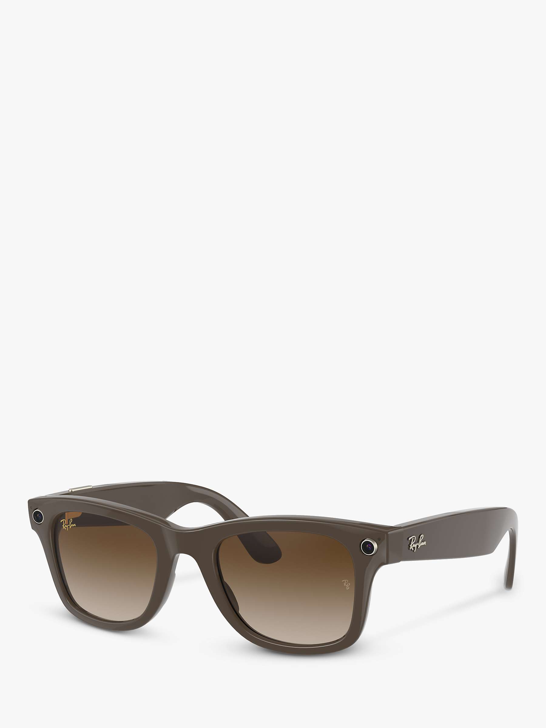 Buy Ray-Ban Stories Wayfarer Smart Sunglasses, Shiny Brown/Gradient Brown Online at johnlewis.com