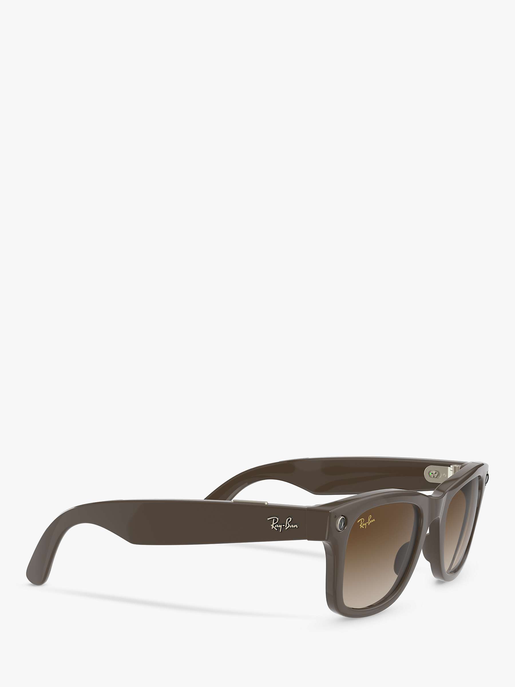 Buy Ray-Ban Stories Wayfarer Smart Sunglasses, Shiny Brown/Gradient Brown Online at johnlewis.com