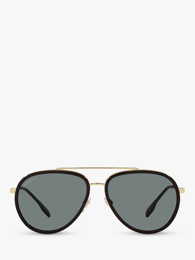 Burberry BE3125 Men's Oliver Polarised Aviator Sunglasses, Gold/Grey