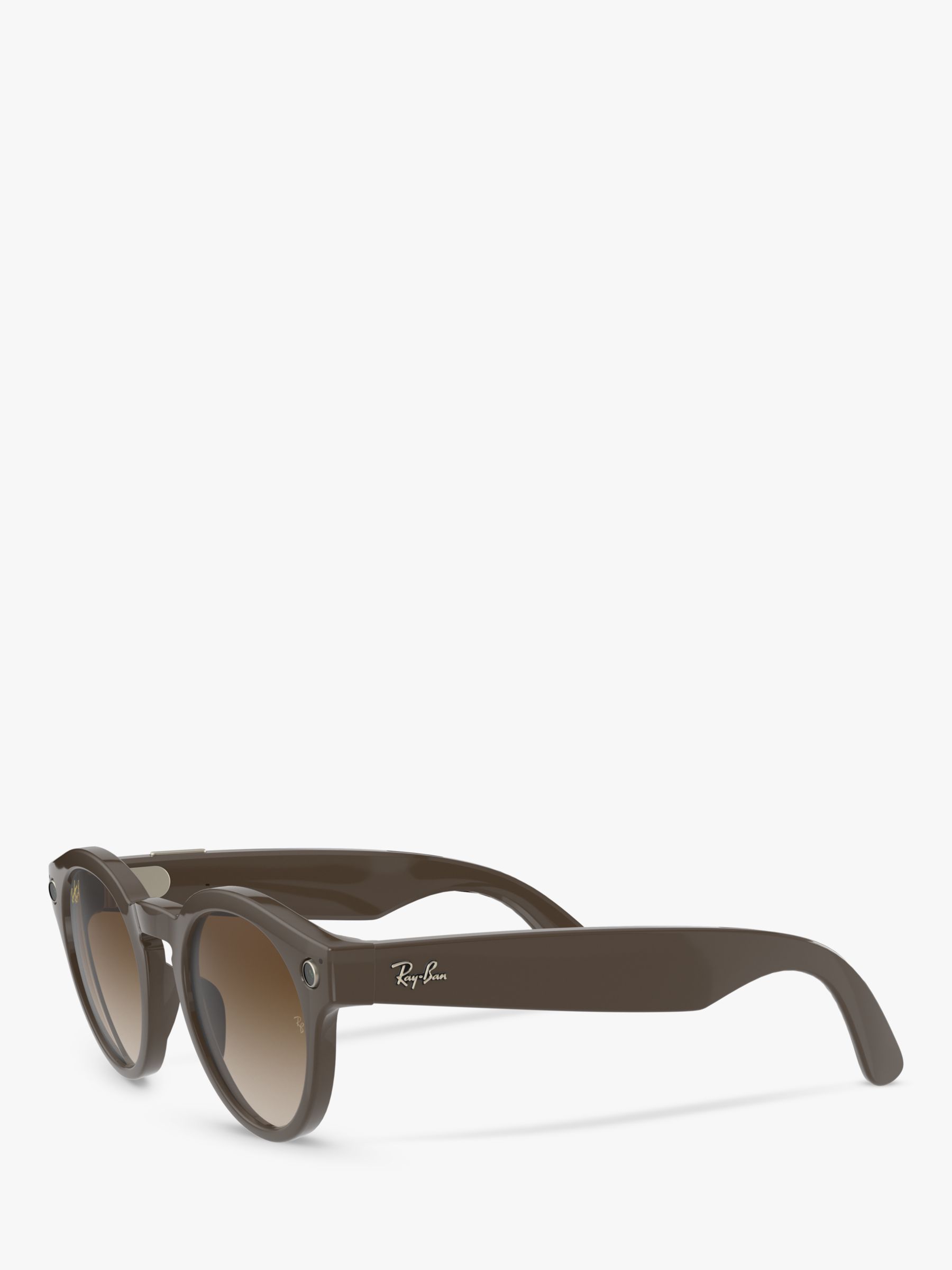 Ray-Ban Stories Round Smart Sunglasses, Shiny Brown/Gradient Brown at John  Lewis & Partners