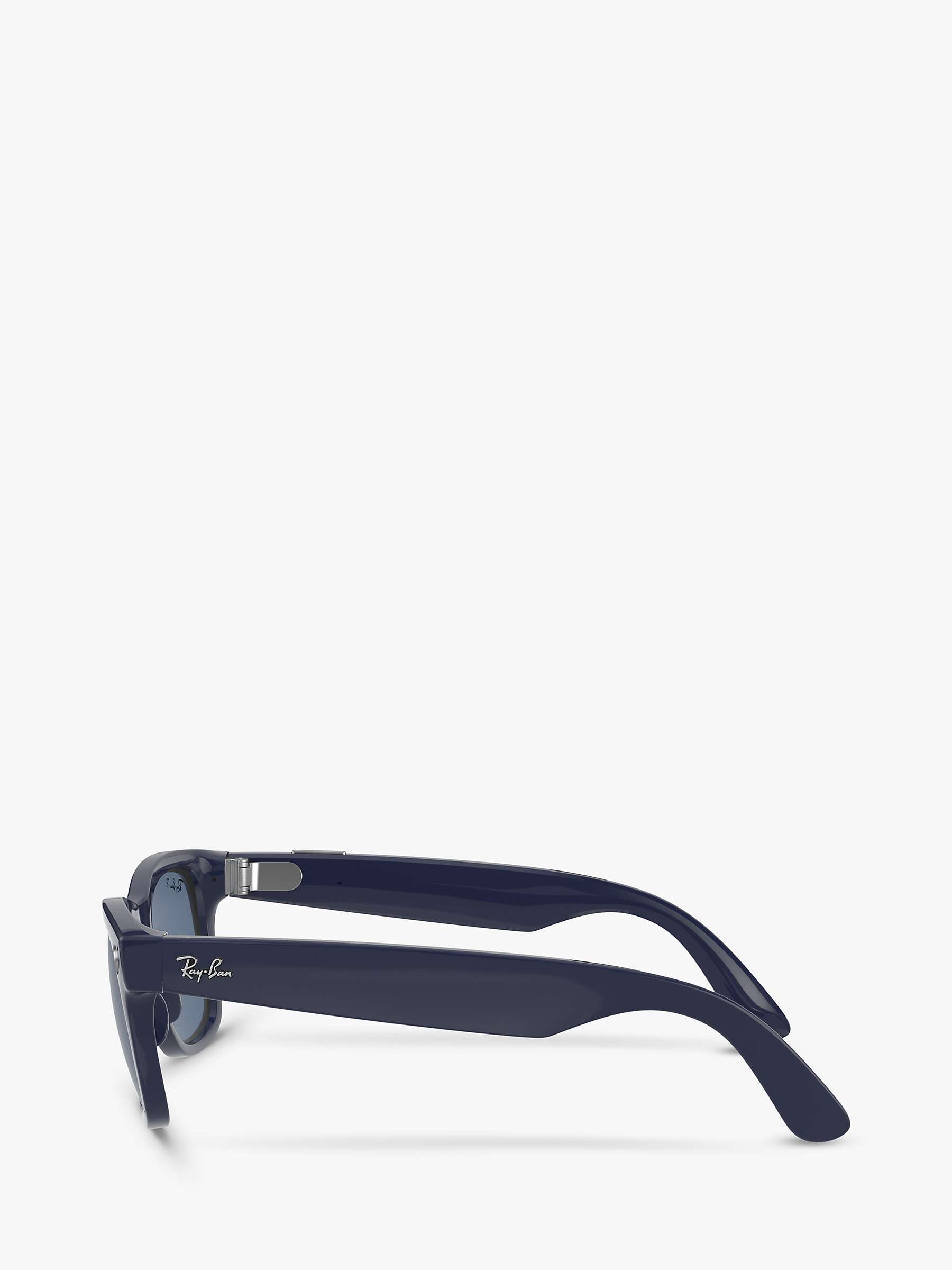 Buy Ray-Ban Stories Wayfarer Large Smart Sunglasses, Shiny Blue/Blue Online at johnlewis.com
